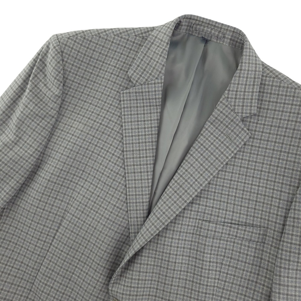 Jos A Bank Blazer Mens 50 Gray Check Wool Tweed Stretch Sport Coat Jacket